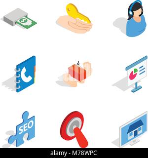 Work idea icons set, isometric style Stock Vector