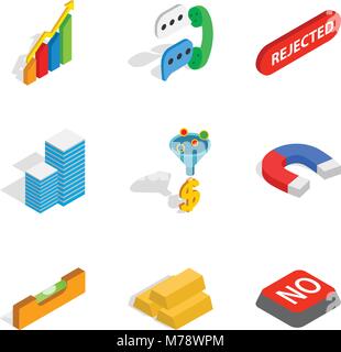 Commercial idea icons set, isometric style Stock Vector