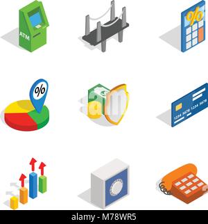 Entrepreneur icons set, isometric style Stock Vector