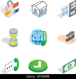 Contractor icons set, isometric style Stock Vector