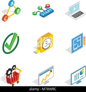 Firm contractor icons set, isometric style Stock Vector