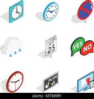 Indicator icons set, isometric style Stock Vector