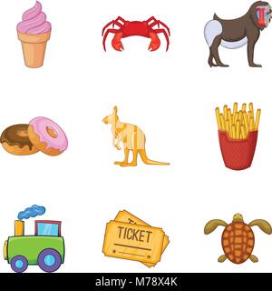 Circus performer icons set, cartoon style Stock Vector