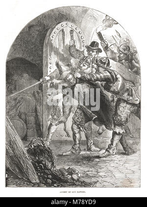 Arrest of Guy Fawkes, Gunpowder Plot of 1605 Stock Photo