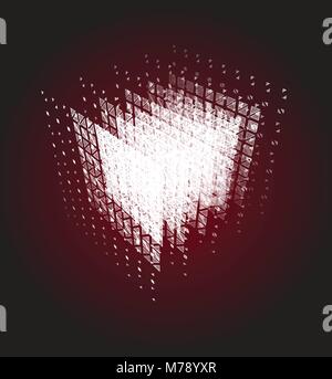 Abstract cube of particles, computer computation power vector illustration. Data center, bigdata, server room unusual image on black and red background. Stock Vector