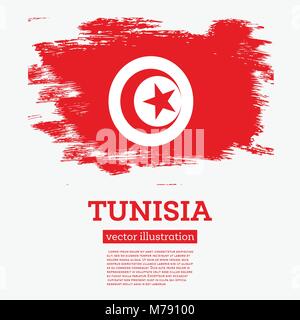Tunisia Flag with Brush Strokes. Vector Illustration. Stock Vector