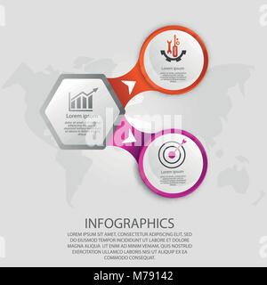 Modern vector illustration 3d. Template hexagon and circle infographics with tree elements and arrows. Designed for business, presentations, web desig Stock Vector
