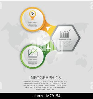 Modern vector illustration 3d. Template hexagon and circle infographics with tree elements and arrows. Designed for business, presentations, web desig Stock Vector