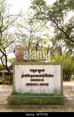 Cambodia Killing Fields - the sign at the entrance to Choeung Ek Genocidal Centre & Museum, Cambodia Stock Photo