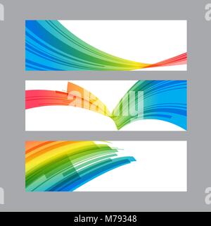 Set banners of curved multicolored elements Stock Vector