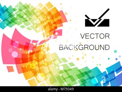 Colored abstract technology, curve frame on white background, geometric ornament Stock Vector