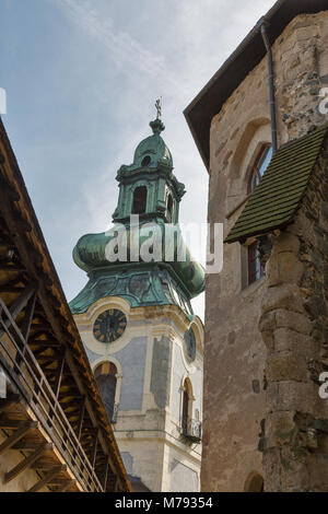 Bell tower of Old Castle in Banska Stiavnica, Slovakia. UNESCO World Heritage Site. Stock Photo