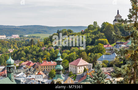 Banska Stiavnica townscape with medieval New Castle, Slovakia. Stock Photo