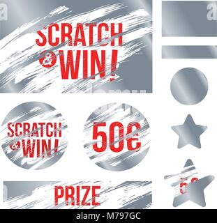 Letters scratch and win. With effect from scratch marks. Suitable for scratch card game and win. vector Stock Vector