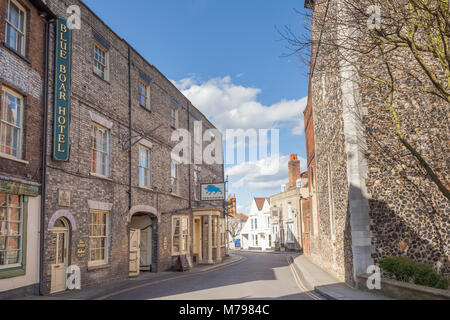 The Blue Boar Hotel, Silver Street, Maldon, Essex, UK Stock Photo