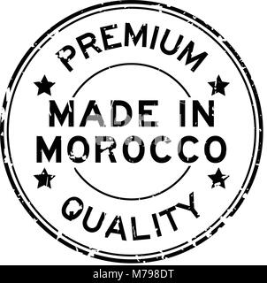 Grunge black premium quality made in Morocco round rubber seal stamp on white background Stock Vector