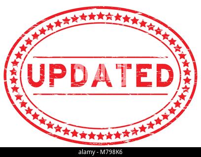 Grunge red updated oval rubber seal stamp on white background Stock Vector