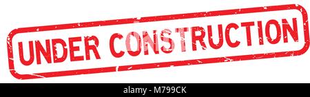 Grunge under construction square rubber seal stamp on white background Stock Vector