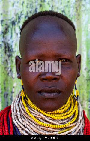 A Portrait Of A Karo Tribeswoman, Dimeka, Omo Valley, Ethiopia Stock Photo