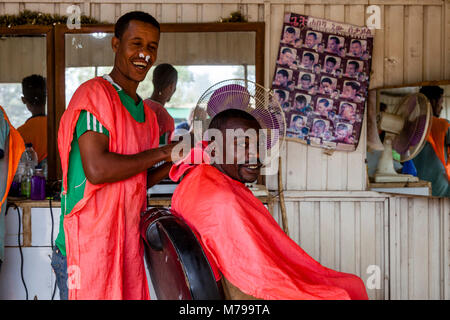 A Barber’s Shop In The Town Of Jinka, Omo Valley, Ethiopia Stock Photo