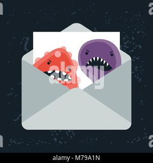 Abstract illustration email spam virus infection. Stock Vector