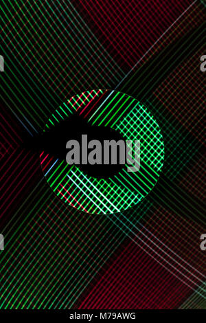 Abstract line from LED light with mirror on the black background. Stock Photo