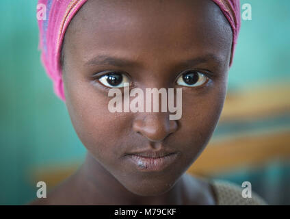 Young afar girl at school, Afar region, Semera, Ethiopia Stock Photo