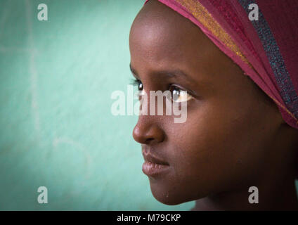 Young afar girl at school, Afar region, Semera, Ethiopia Stock Photo