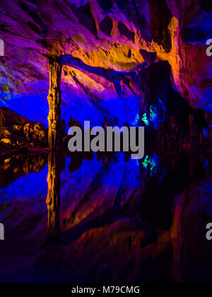 Reed flute cave in Guilin, Guangxi. China. Stock Photo