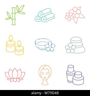 Set of spa and recreation icons in linear style Stock Vector