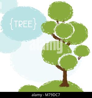 Natural background with tree in grunge style Stock Vector