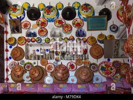 Decoration inside a traditional harari house, Harari region, Harar, Ethiopia Stock Photo