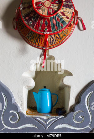 Decoration inside a traditional harari house, Harari region, Harar, Ethiopia Stock Photo