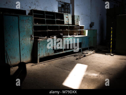 Abandoned workshop inside the ethio-djibouti railway station, Dire dawa region, Dire dawa, Ethiopia Stock Photo