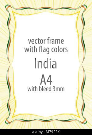 Frame and border of ribbon with the colors of the India flag Stock Vector