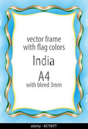 Frame and border of ribbon with the colors of the India flag Stock Vector