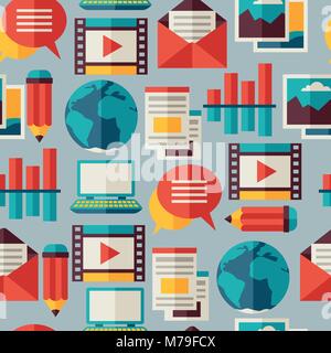 Media and communication seamless pattern with blog icons Stock Vector
