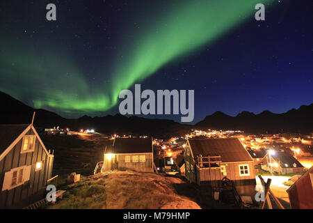 Greenland, East Greenland, area of Ammassalik, Tasiilaq, northern lights, Aurora borealis, Stock Photo