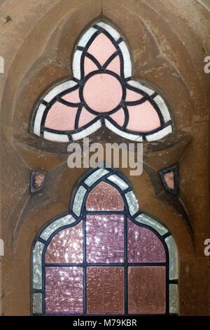 Beautiful stained glass windows in a church in Oxfordshire, UK Stock Photo