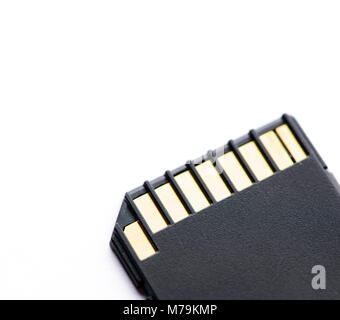 Black memory SD card. Isolated on white background. Stock Photo