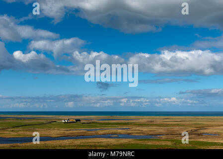 The Machair and Drimore seen from Ruabhal on South Uist Stock Photo