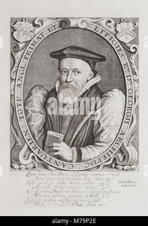 George Abbot, 1562–1633.  Anglican divine.  Master of University College, Oxford from 1597, Dean of Winchester from 1600, Archbishop of Canterbury from 1611.  After an engraving by Simon van de Passe (c. 1595-1647) from Woodburn’s Gallery of Rare Portraits, published 1816. Stock Photo