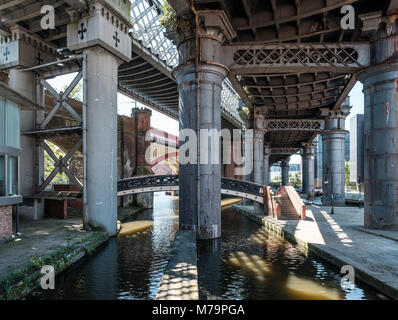 Bridges crossing each other in Deansgate, Manchester Stock Photo