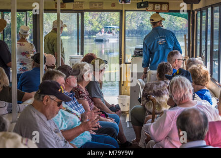 River boat tour group on the St. Johns River near Blue Spring State Park in Central Florida. (USA) Stock Photo