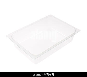 Transparent Food Tray isolated on white background. Stock Photo