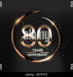 Template Logo 80 Years Anniversary Vector Illustration Stock Vector