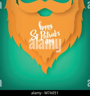 Origami of the beard of Irishman. St. Patrick's day. Vector illustration. Stock Vector