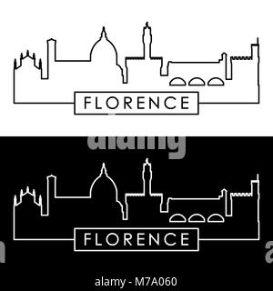 Florence skyline. Linear style. Editable vector file. Stock Vector
