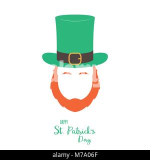 Irish leprechaun with red beard. Vector illustration. Stock Vector