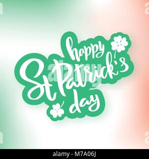 Saint Patrick's Day typography lettering poster. Sticker with shadow. Festival template, decoration badge. Stock Vector